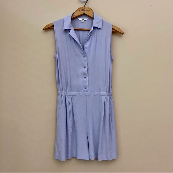 UNIQLO Baby Blue Collared Sleeveless Romper with Pockets Women’s Small - Picture 3 of 8